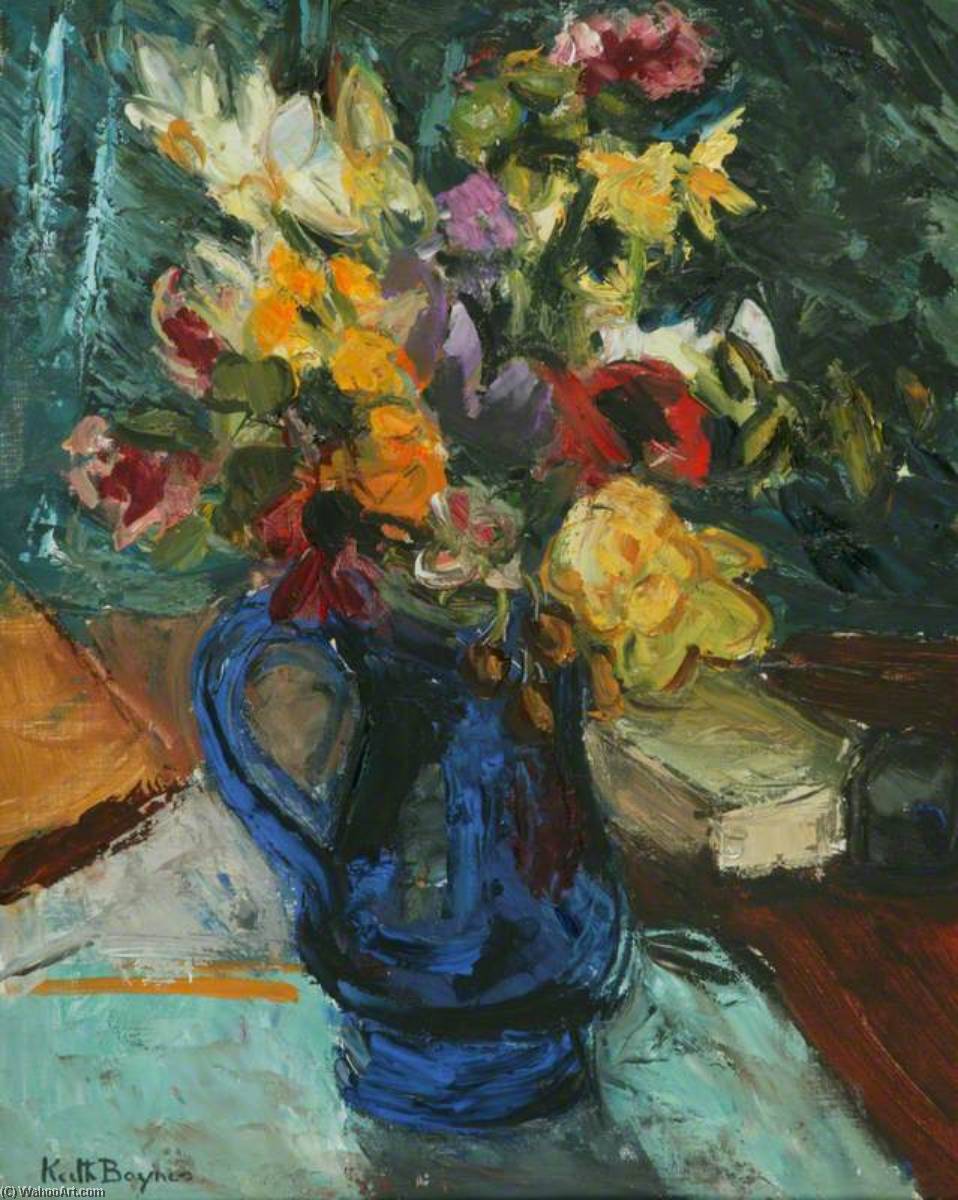 Flowers In A Blue Glass Jug — Keith Baynes