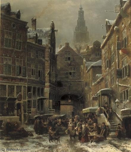 De Winter In Het Jodenkwartier Te Amsterdam — Salomon Leonardus Verveer