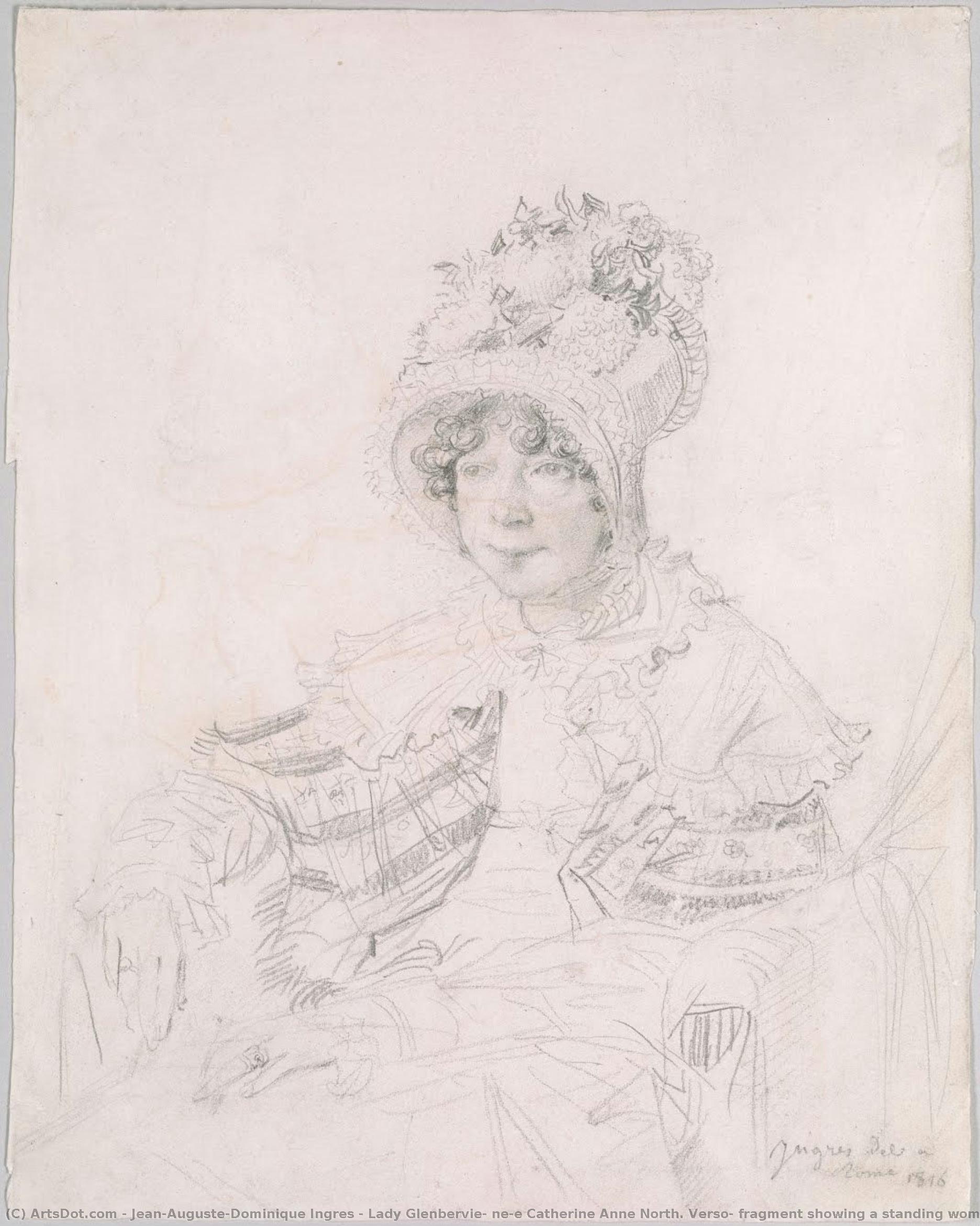 Lady Glenbervie, Née Catherine Anne North. Verso: Fragment Showing A Standing Woman Turned To The Right. — Jean-auguste-dominique Ingres