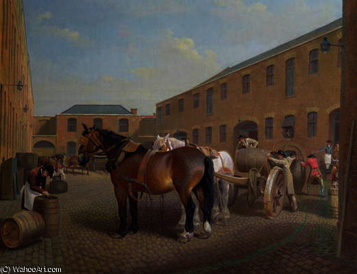 Loading The Drays At Whitbread Brewery, Chiswell Street, London, — George Garrard