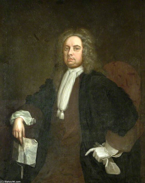 Portrait Of A Gentleman, Wearing A Brown Coat, White Glove And An Academic Gown, Holding A Letter — Joseph Highmore