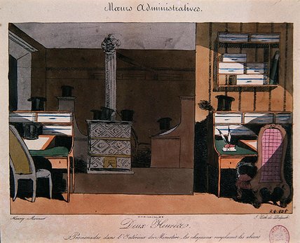 Scene In A Parisian Office During The Lunchbreak — Henri Bonaventure Monnier