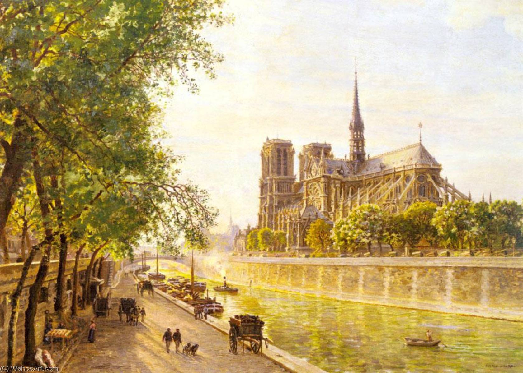 L'lle De La Cite And The Cathedral Of Notre Dame, Paris As Seem From Quai Montebello — Marie Francois Firmin-girard