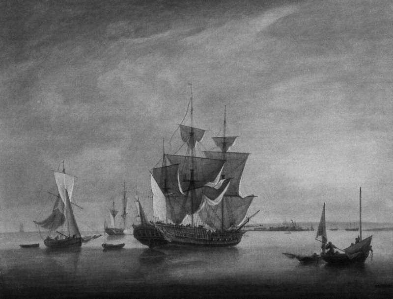 Man Of War On A Calm Sea — Thomas Mitchell