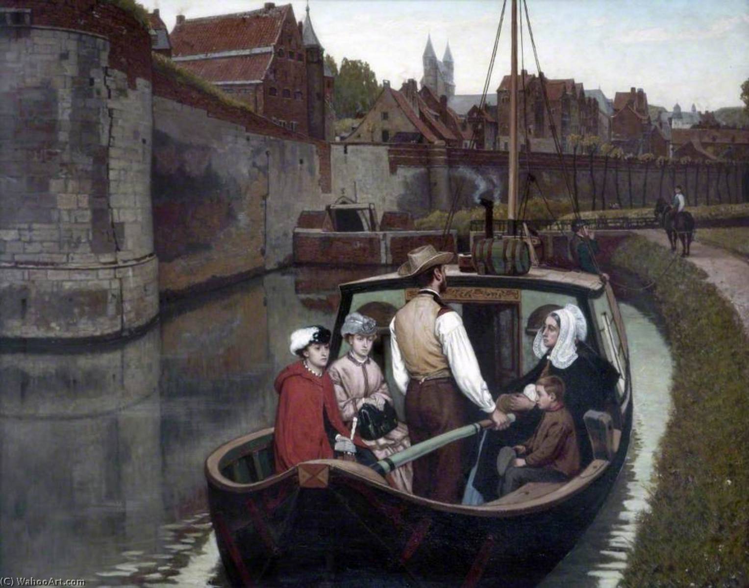 Under The Walls Of Maestricht Arrival Of A Canal Boat — Charles Napier Hemy