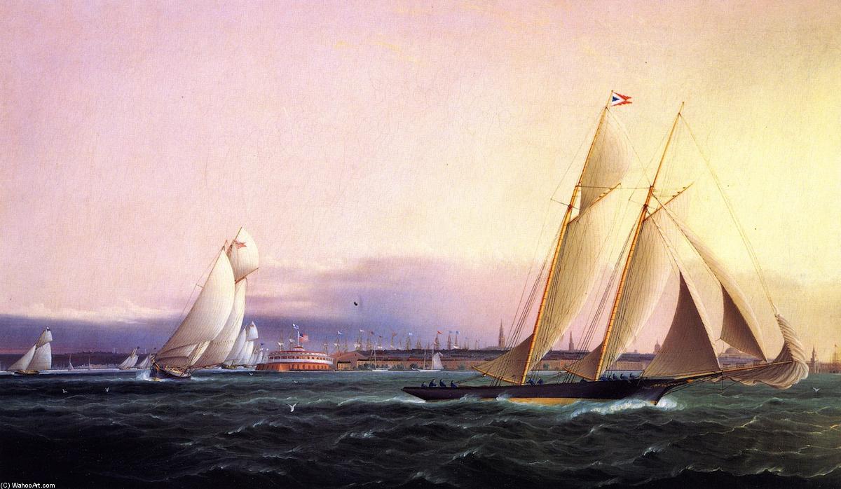 Schooner Resolute'' Leading The Fleet Around Castle Garden'' — James Edward Buttersworth