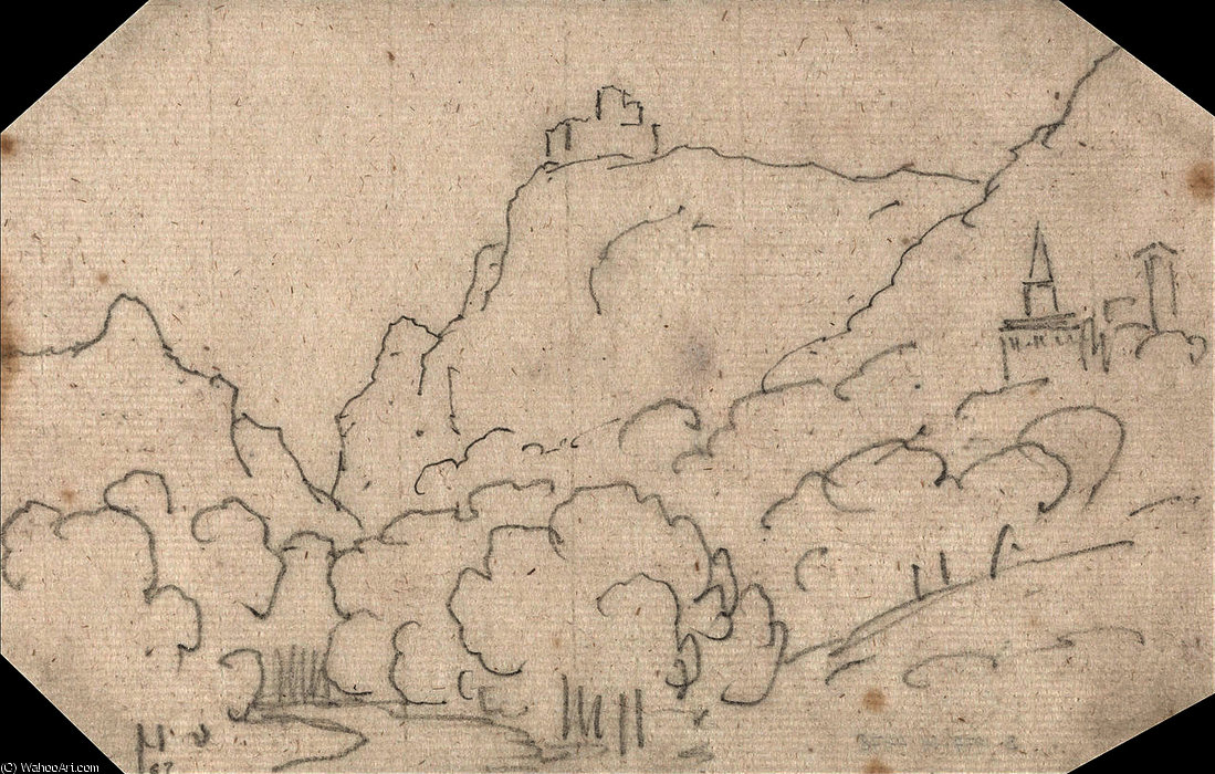 Mountain View With Buildings — John Robert Cozens
