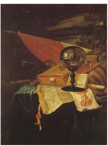 A Vanitas Still Life With The Artist At His Easel Reflected In A Crystal Ball, — Vincent I Laurensz Van Der Vinne