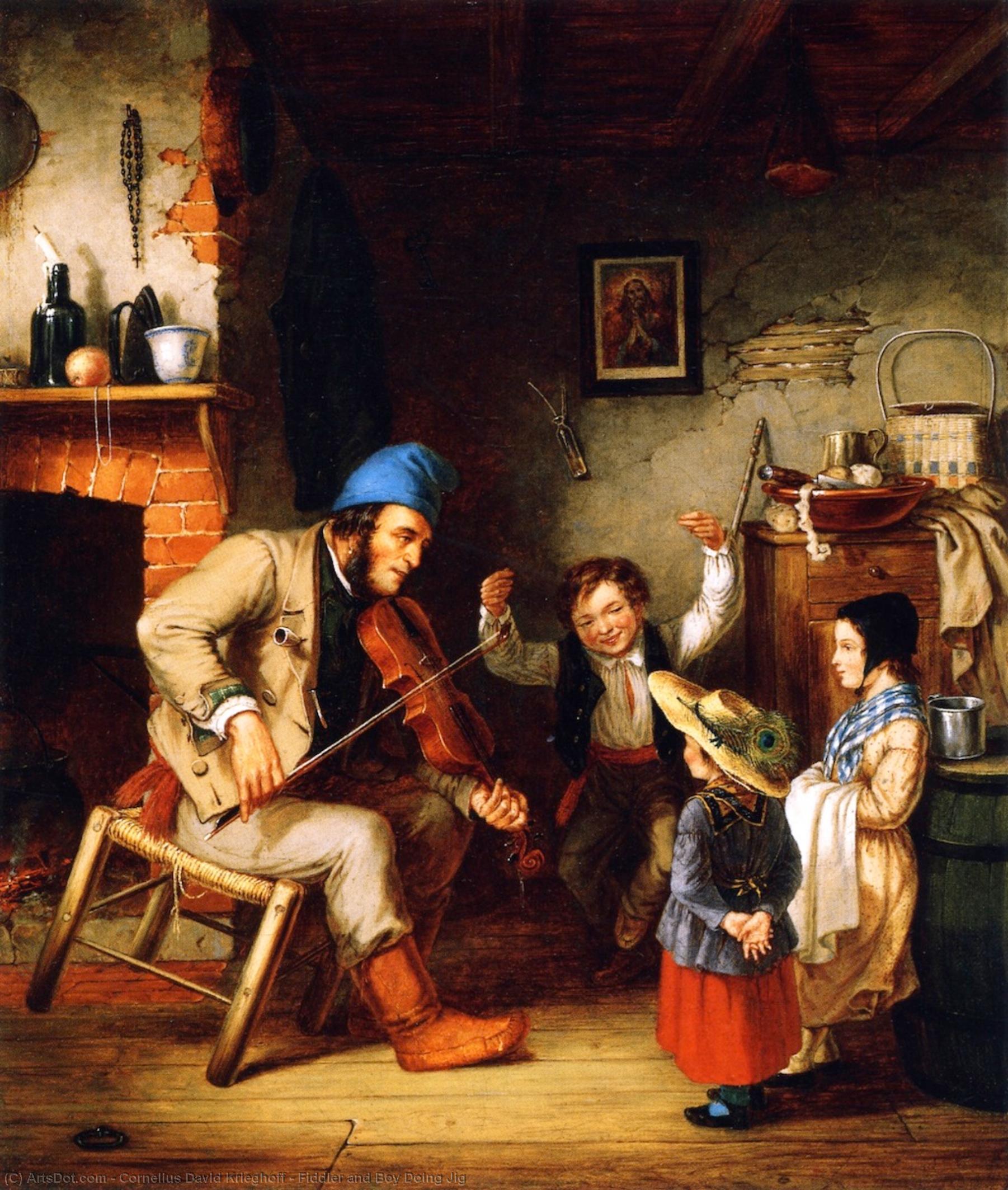 Fiddler And Boy Doing Jig — コーネリアス・ダービッド・クリーホフ