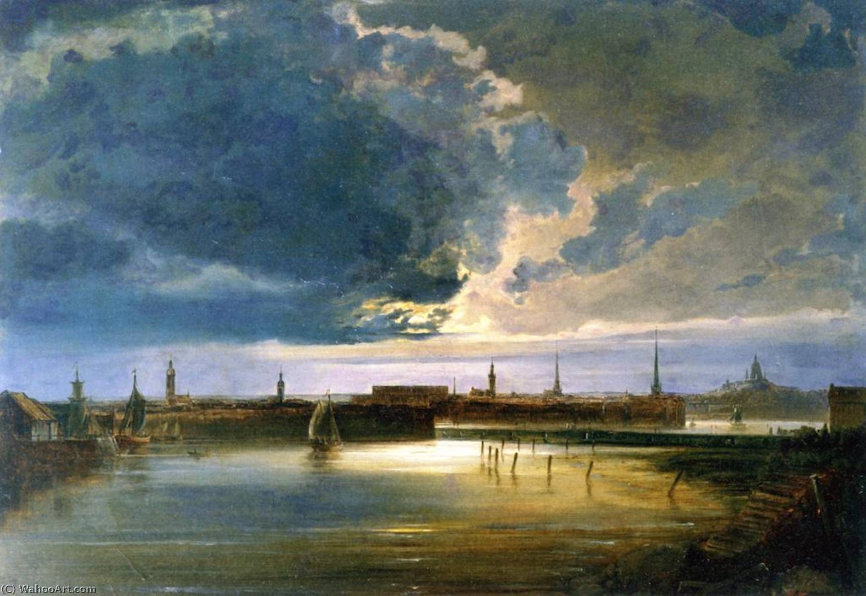 Moonlit View Of Stockholm — Peder Balke