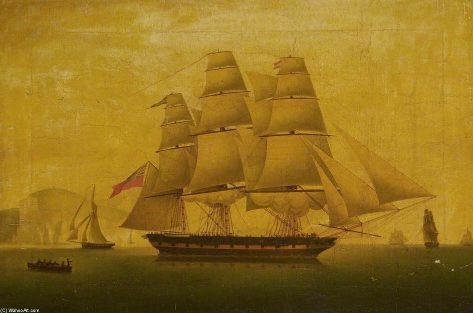'hibernia' Beating Off The Privateer 'comet' - — Thomas Whitcombe