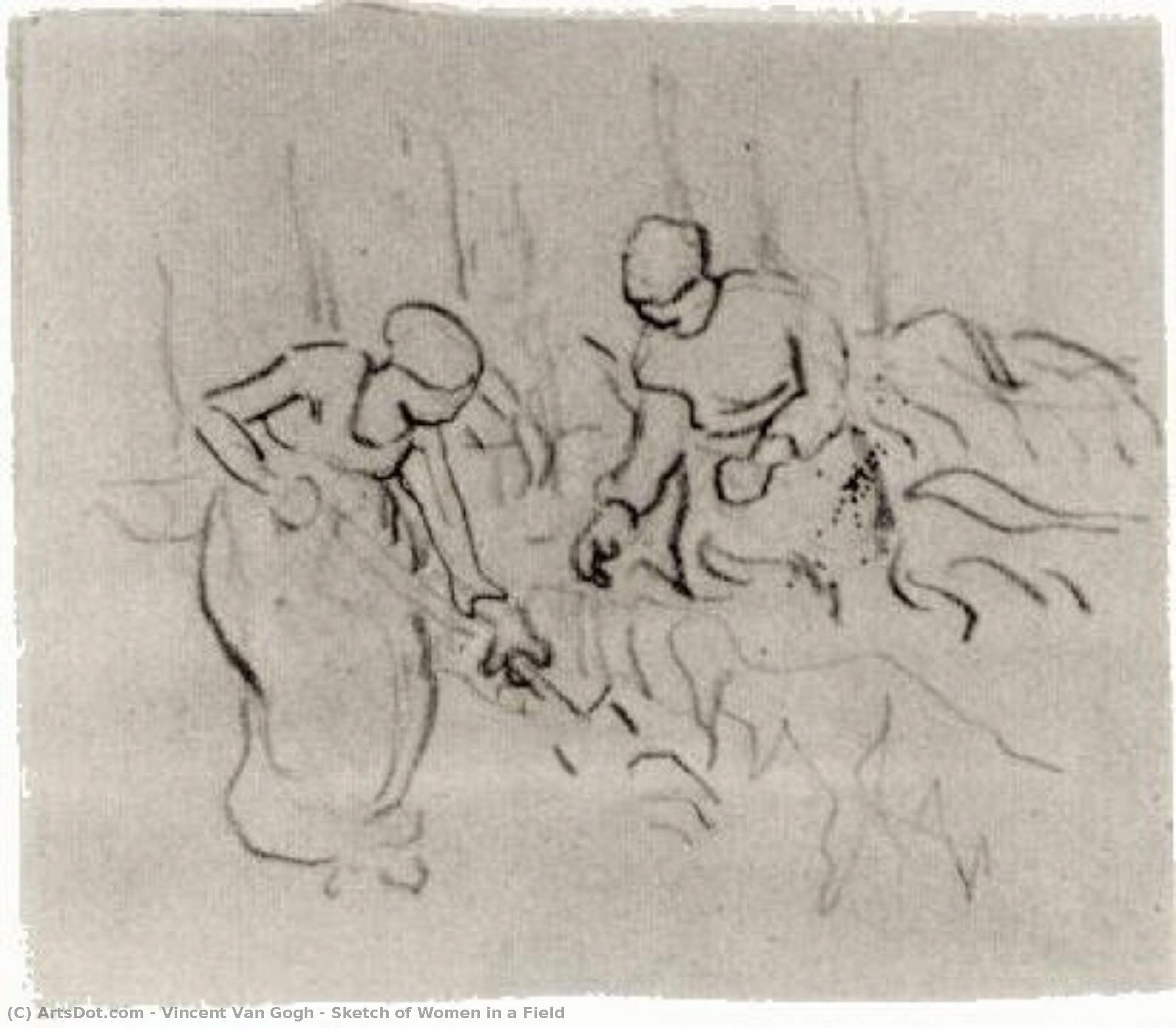Dibujo De Mujeres En Un Campo — Vincent Willem Van Gogh