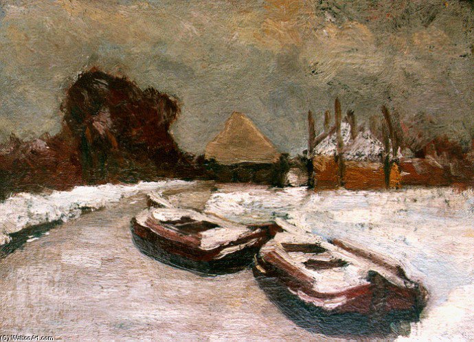 Winter View Of A Waterside Village — Floris Verster