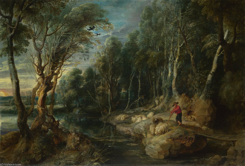 A Shepherd With His Flock In A Woody Landscape — Peter Paul Rubens