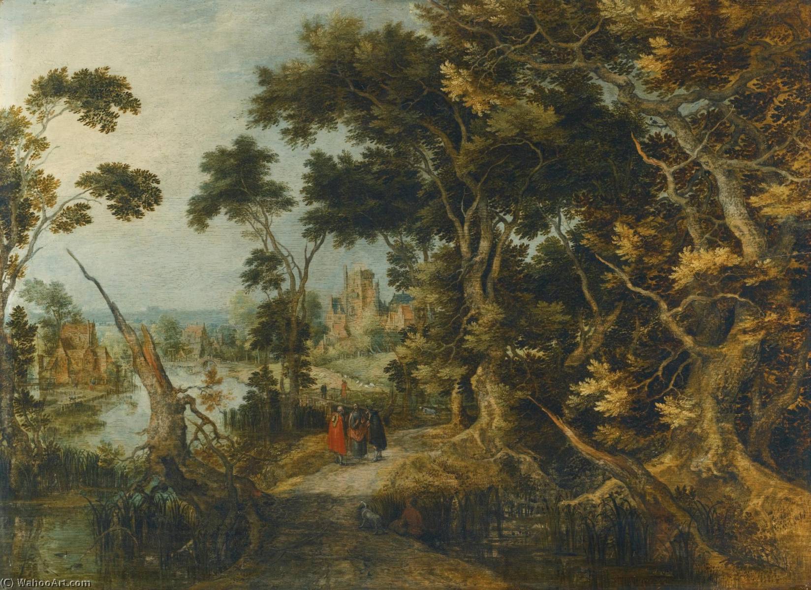 A Landscape With Christ And His Disciples On The Road To Emmaus — Gillis Claesz De Hondecoeter