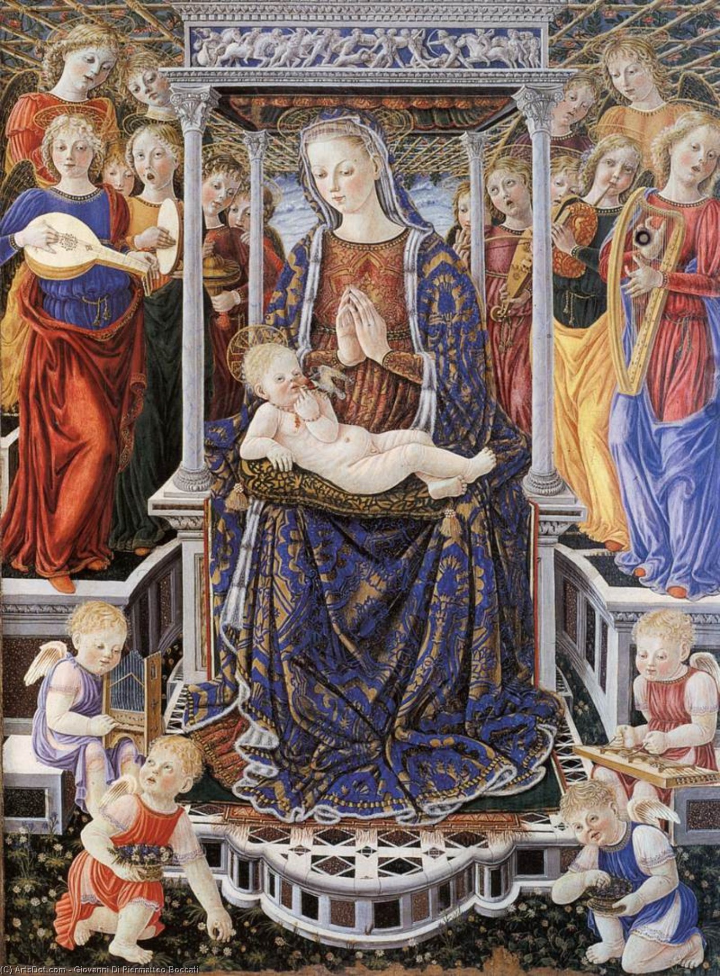 Madonna And Child Enthroned With Music-making Angels — Giovanni Di Piermatteo Boccati