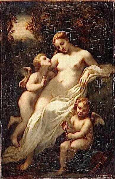 Les Caresses De L'amour, Dit Aussi Nymphe Et Deux Amours — Narcisso Díaz De La Peña