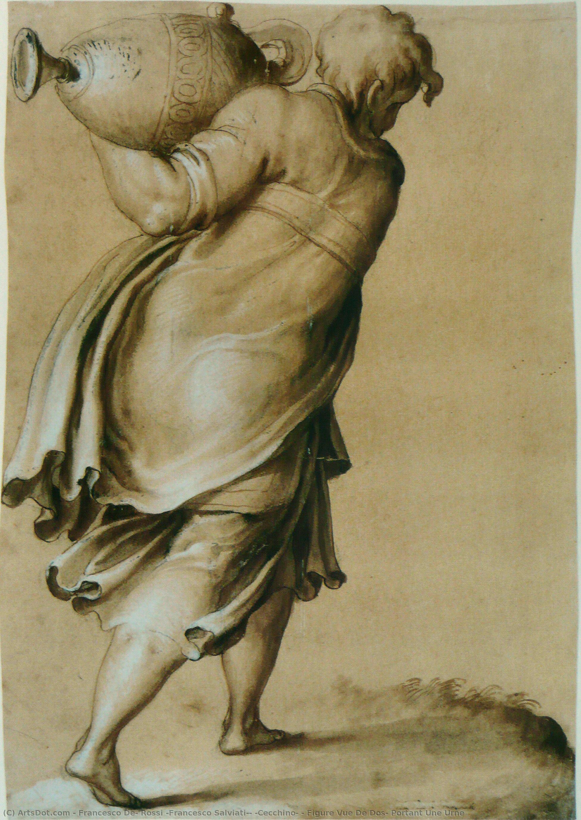 Figure Vue De Dos, Portant Une Urne — Francesco De Rossi (francesco Salviati) (cecchino)