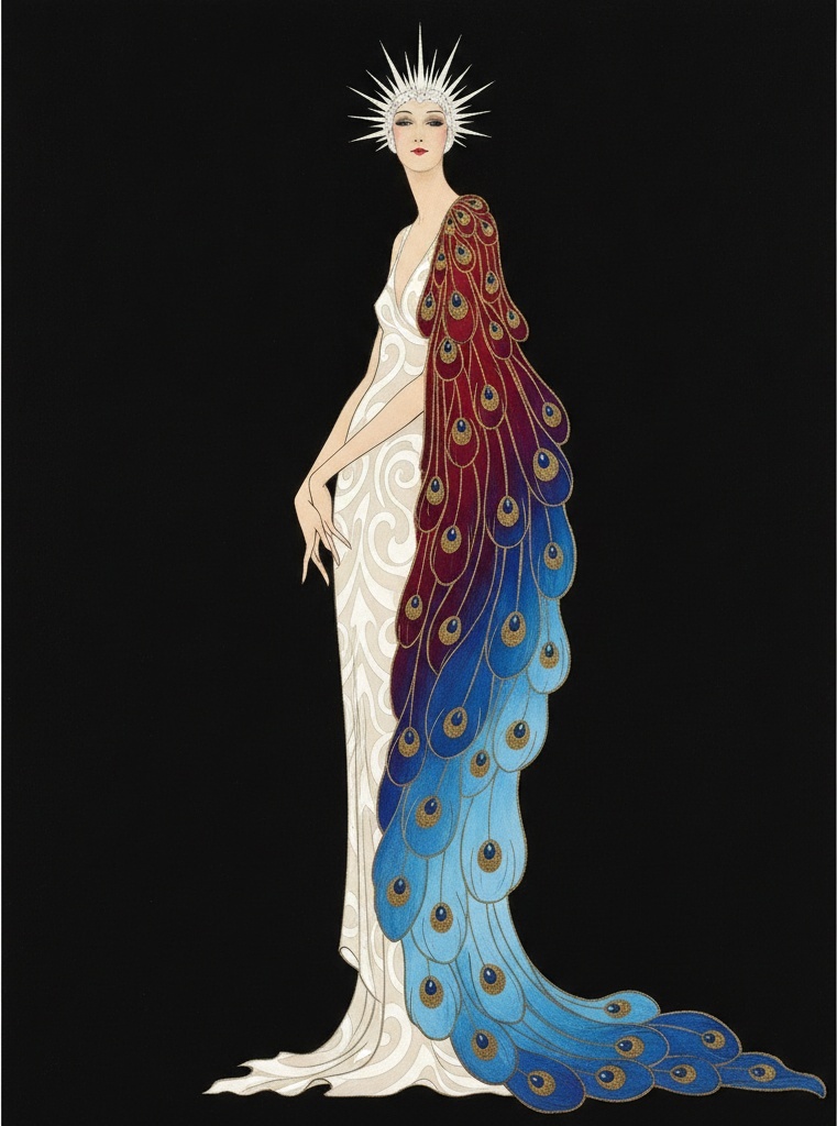 Peacock Mantle In Crimson And Cerulean Blue — Valentin Laurent De Courcey