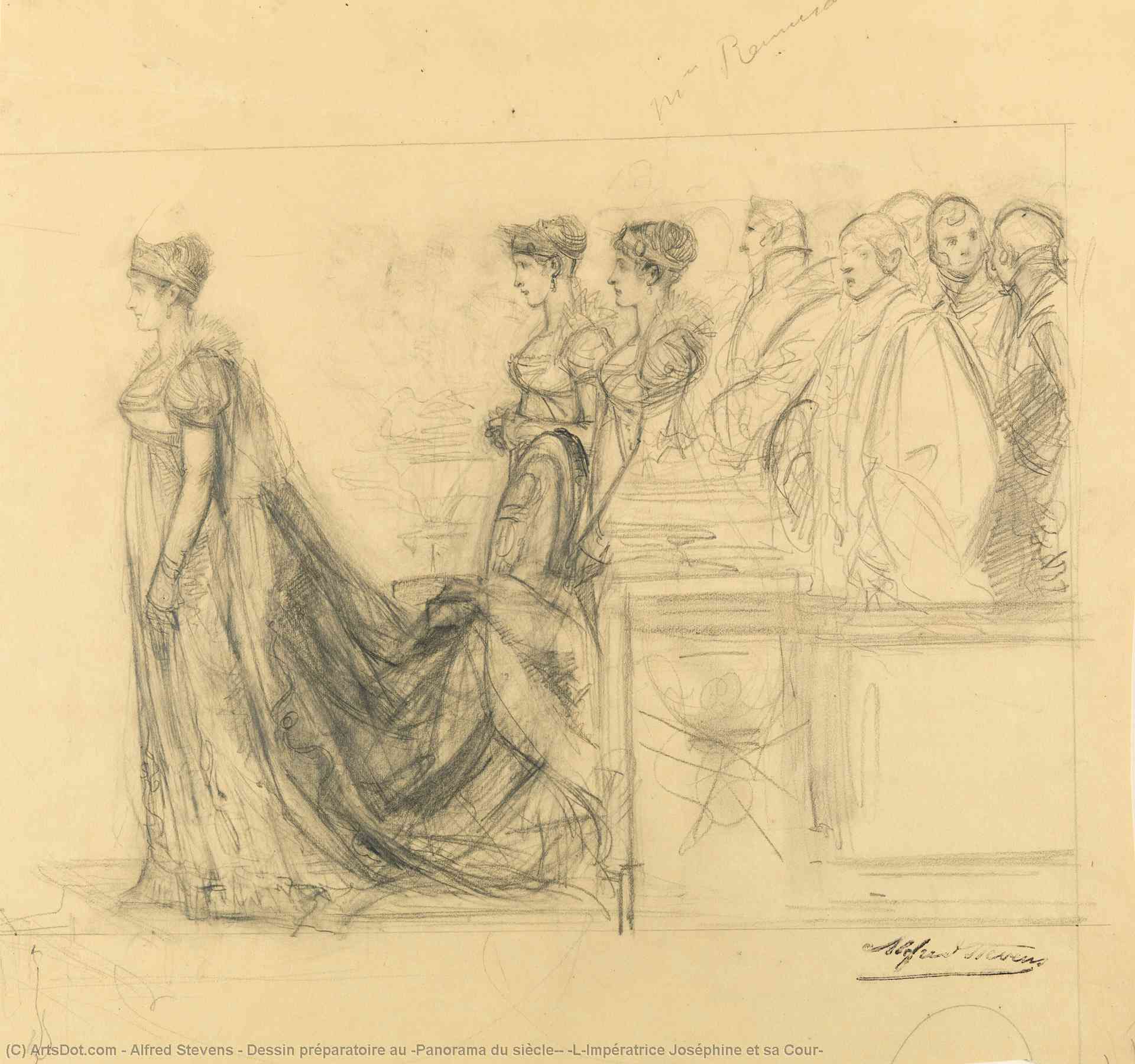 Dessin Préparatoire Au 'panorama Du Siècle', 'l'impératrice Joséphine Et Sa Cour' — Alfred Stevens