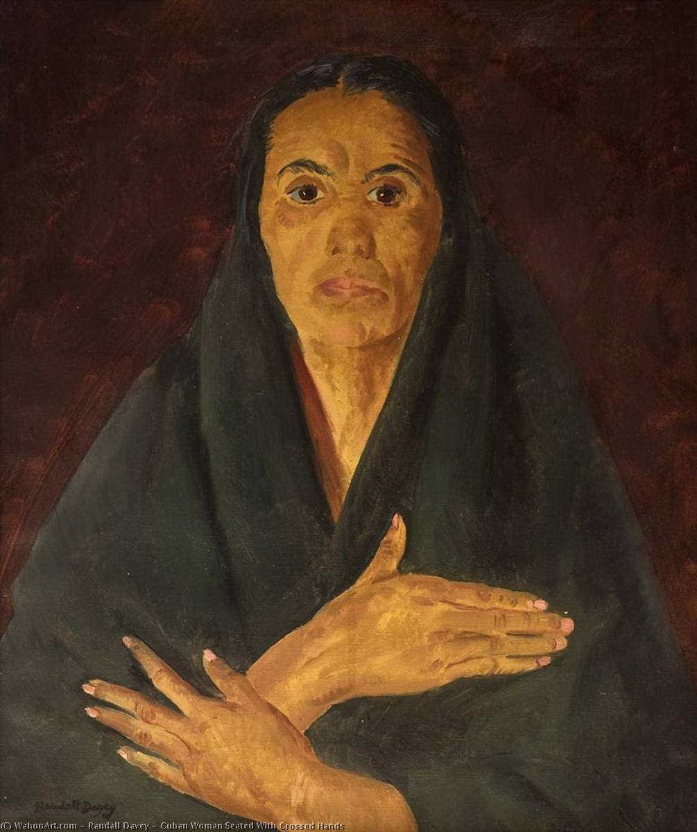 Cuban Woman Seated With Crossed Hands — Randall Davey