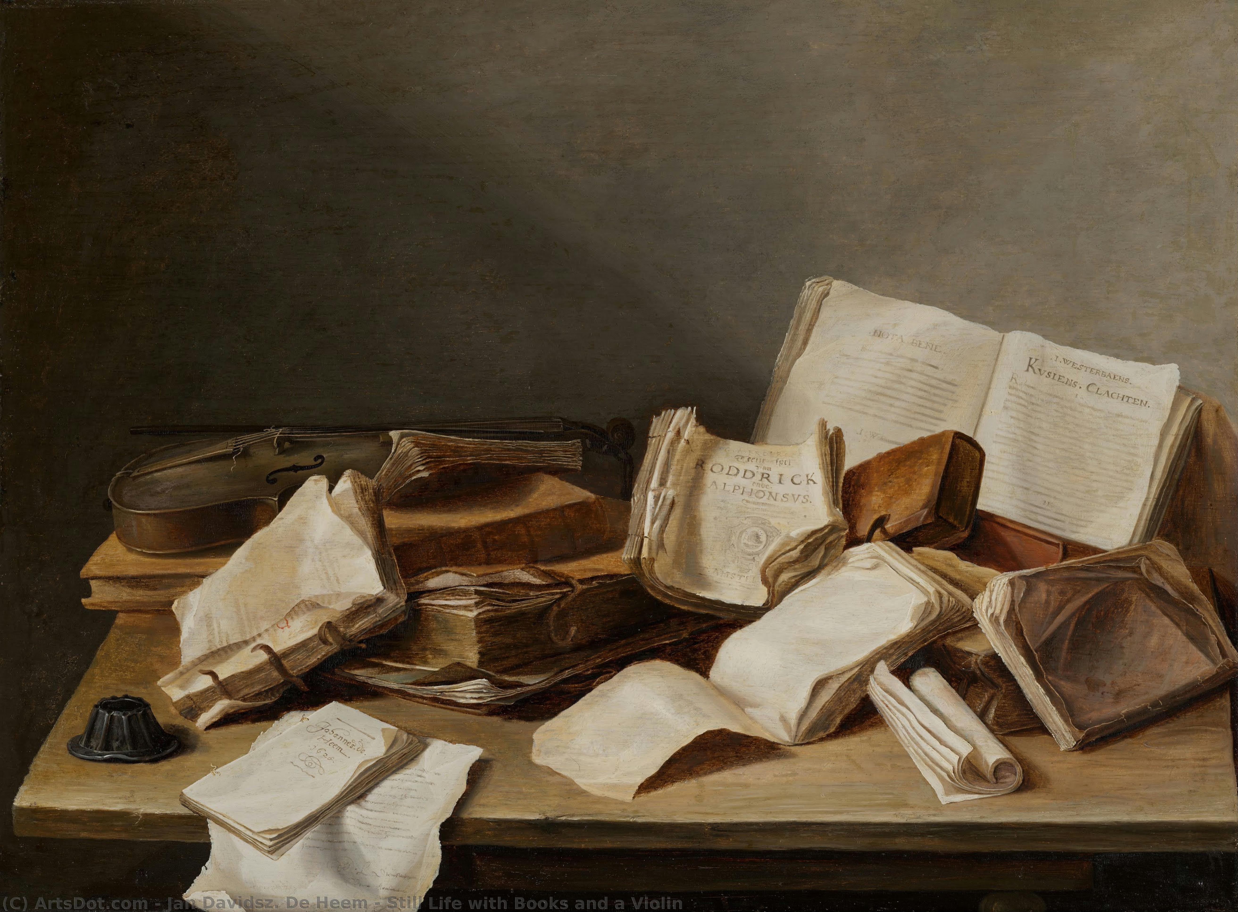 Still Life With Books And A Violin — Jan Davidsz. De Heem