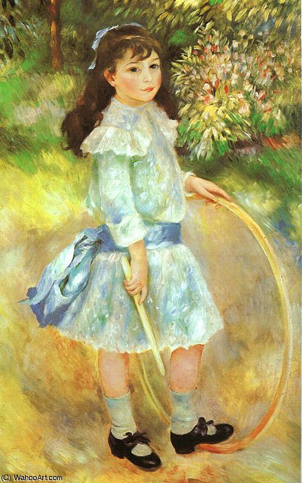 Girl With A Hoop (marie Goujon), Oil On Canvas, — Pierre-auguste Renoir
