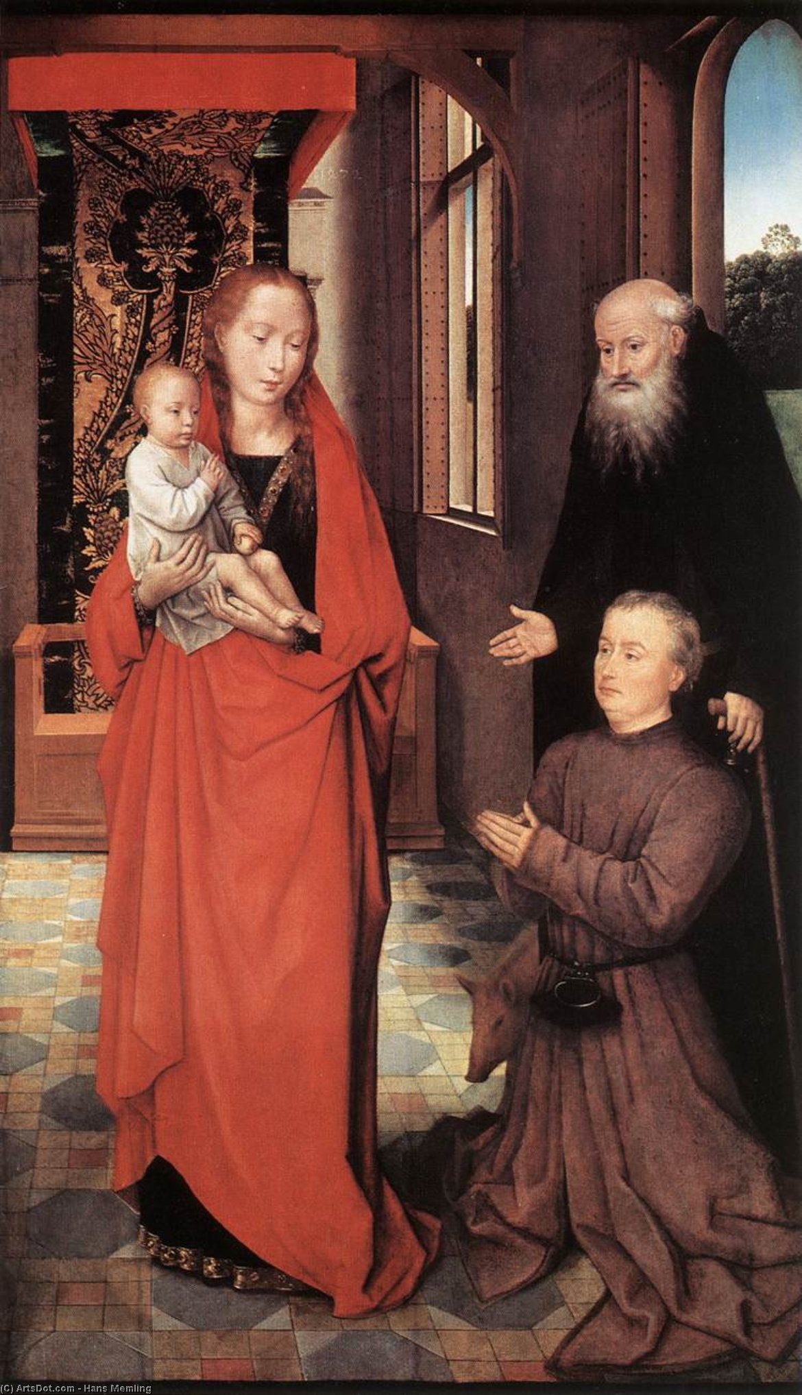 Virgin And Child With St Anthony The Abbot And A Donor — Memling, Hans
