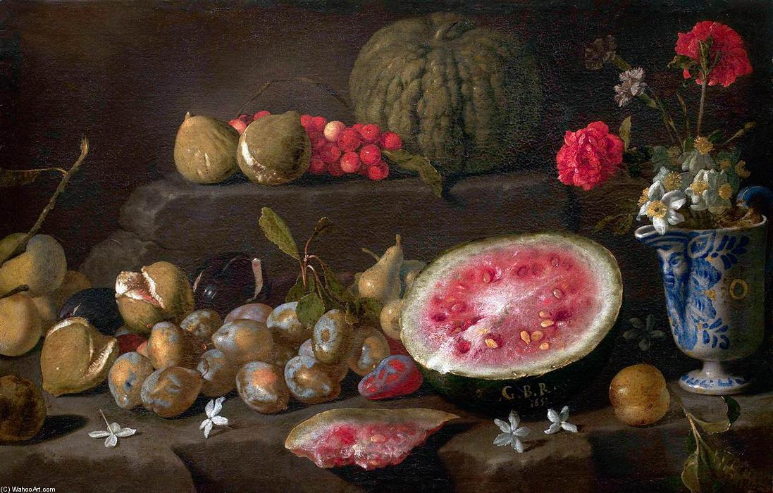 Still-life With Fruit And A Vase Of Flowers — Giovanni Battista Ruoppolo