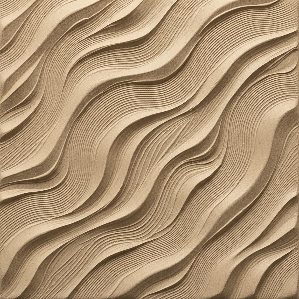 Ethereal Undulations In Ochre: A Monolithic Study Of Rhythmic Sand And Shadow — David Moreau