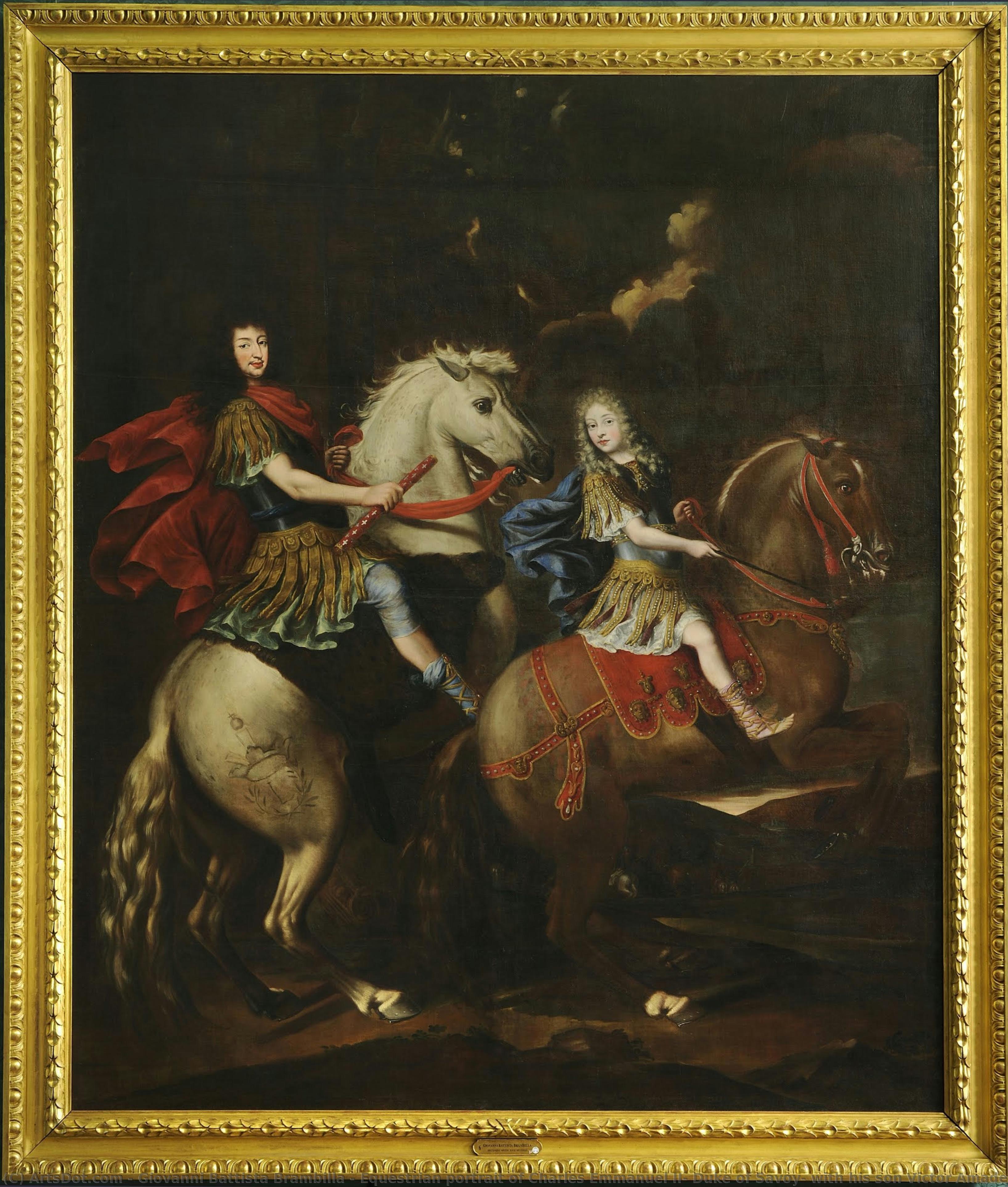 Equestrian Portrait Of Charles Emmanuel Ii, Duke Of Savoy, With His Son Victor Amadeus Ii — Giovanni Battista Brambilla