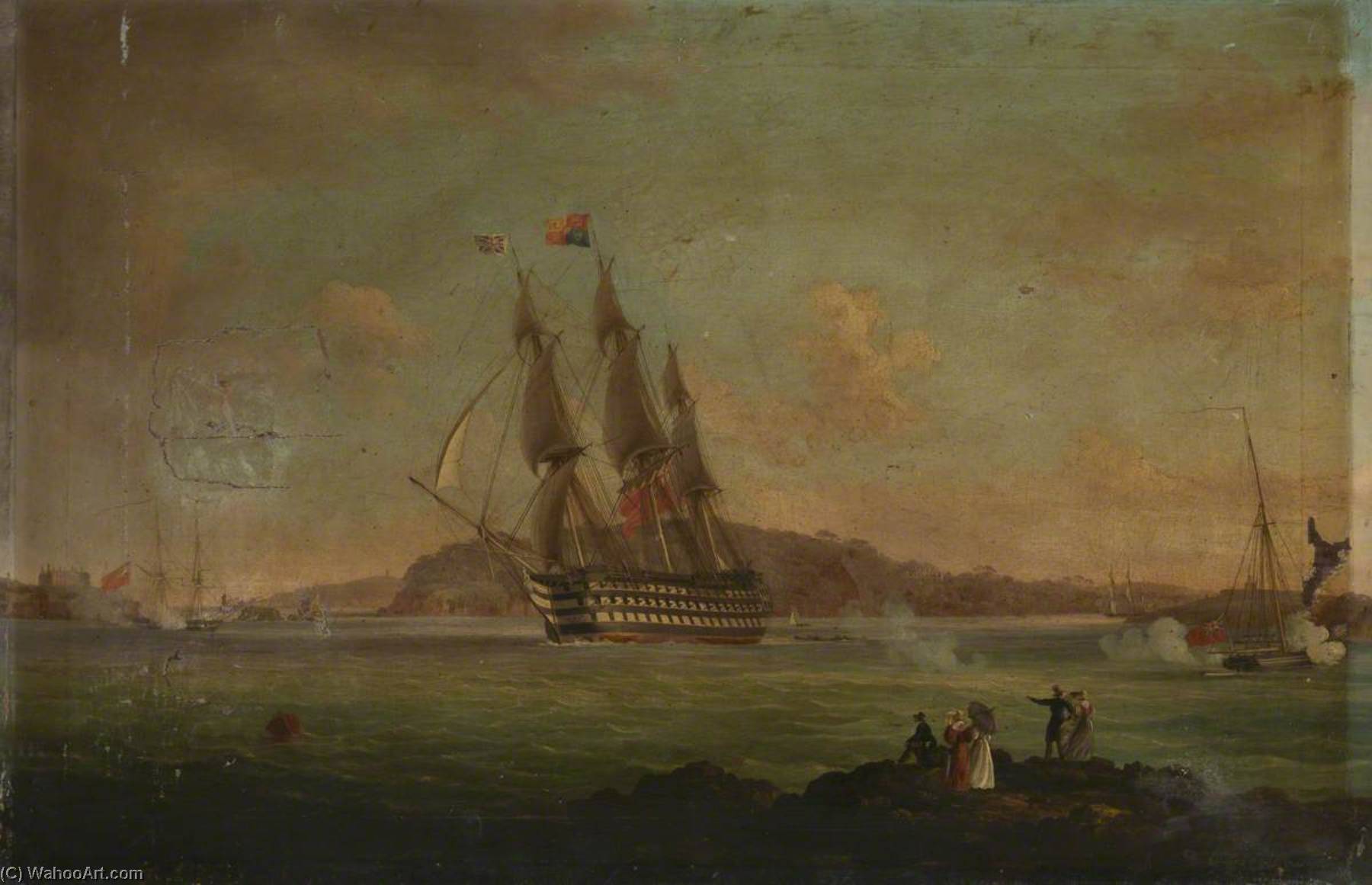 Hms 'britannia' Sailing From The Hamoaze To Plymouth Sound, With The Duke Of Clarence On Board As Lord High Admiral, 27 July 1828 — Thomas Lyde Hornbrook