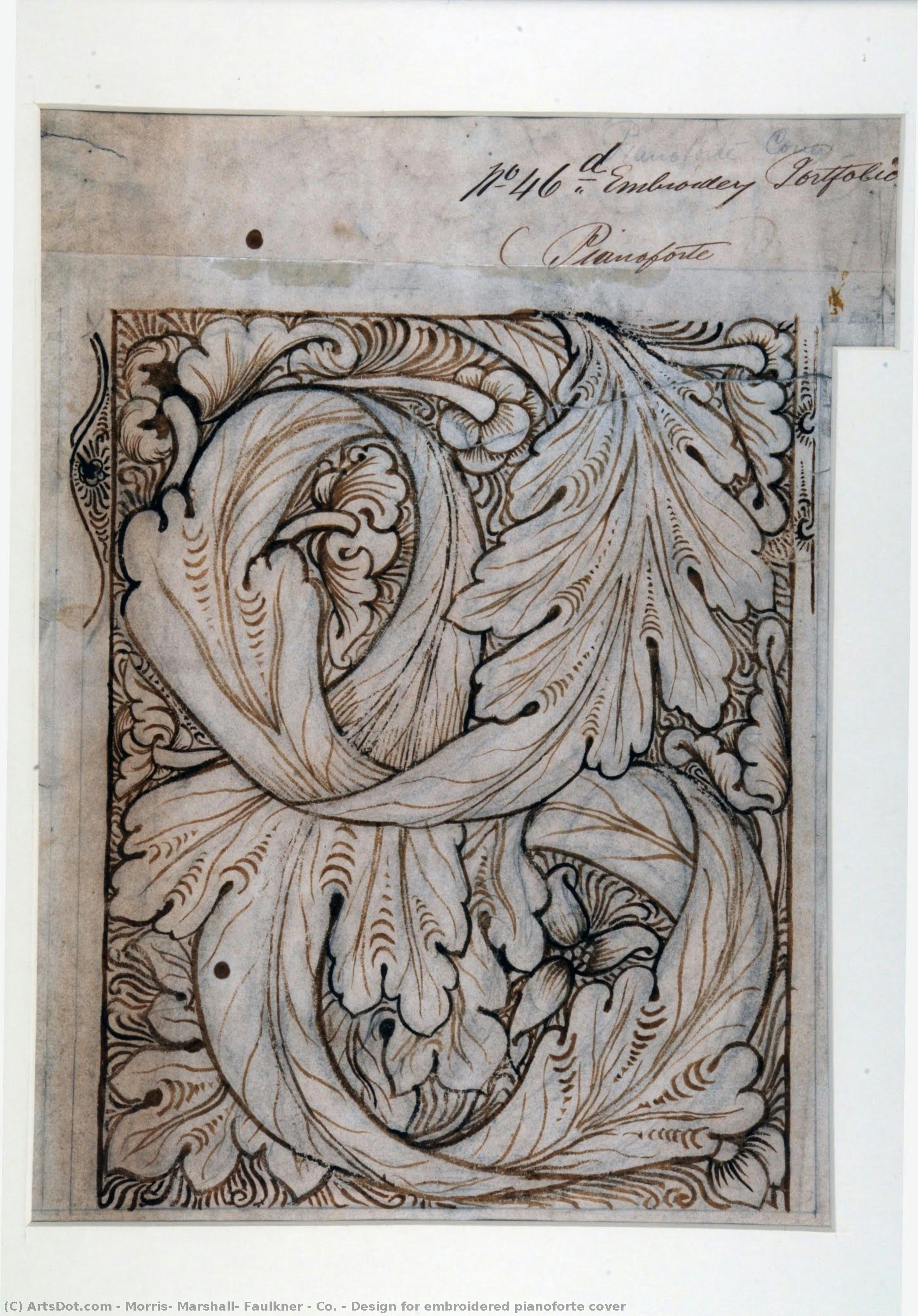 Design For Embroidered Pianoforte Cover — Morris, Marshall, Faulkner & Co.