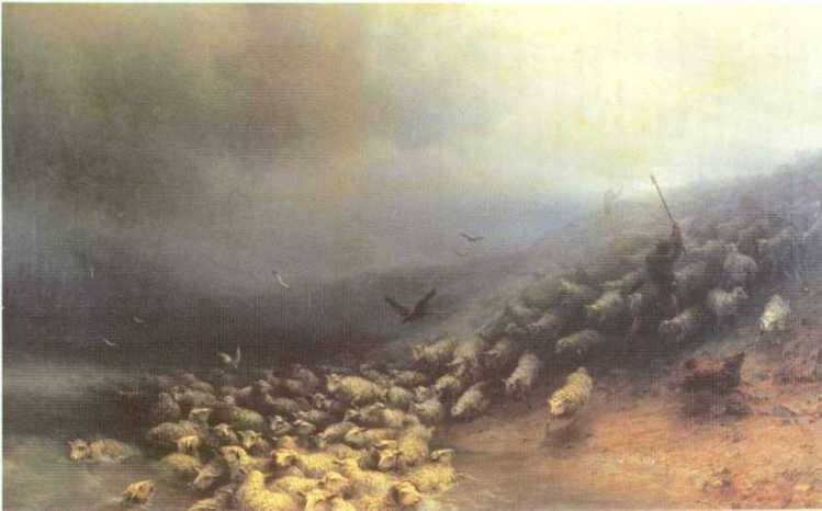 Flock Of Sheep At Gale — Ivan Konstantinovich Aivazovsky