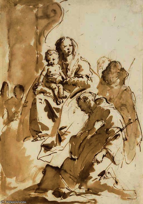 The Madonna And Child With Saint Anthony Of Padua Kneeling And Two Other Saints — Giambattista Tiepolo