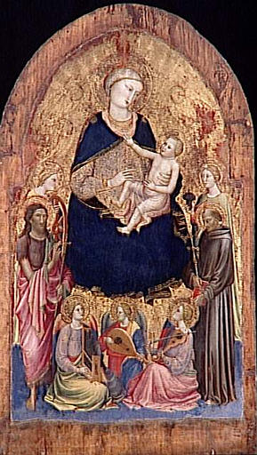 La Vierge Et L'enfant Avec Quatre Saints Et Trois Anges Musiciens — Mariotto Di Nardo