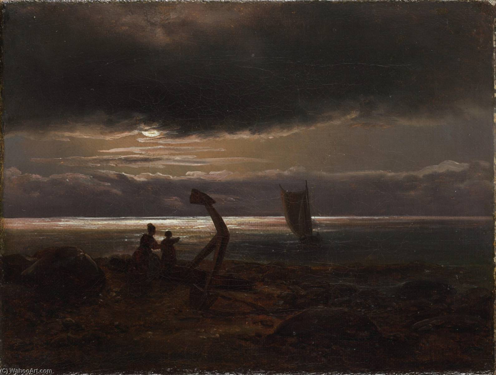 Mother And Child By The Sea — Johan Christian Claussen Dahl