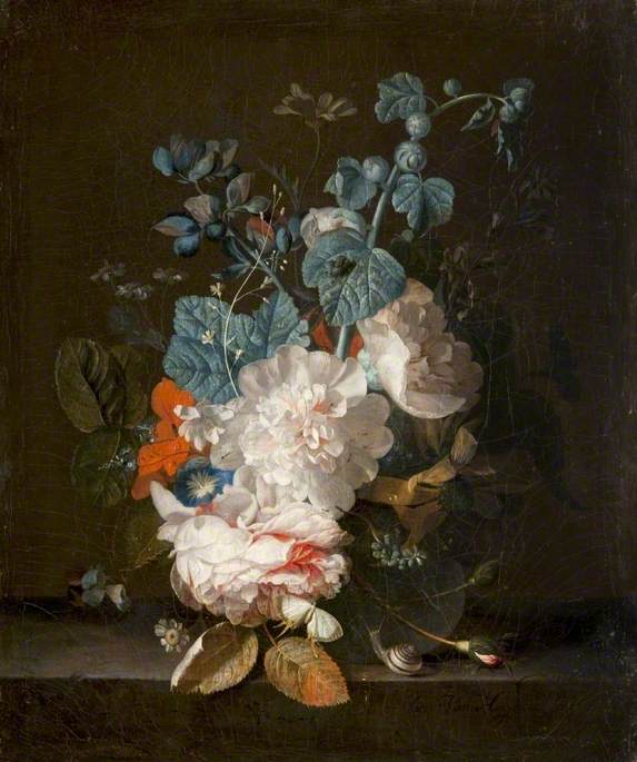 Still Life Flowers In A Glass Vase — Jan Van Huysum