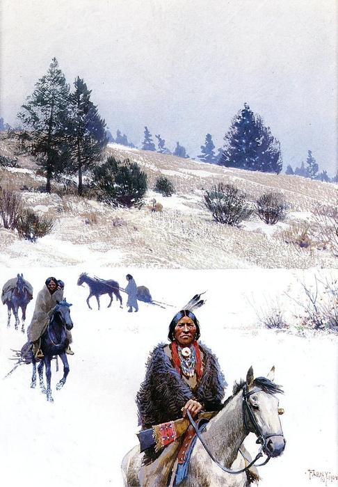 Indians In Winter - Moving Camp — Henry F Farny