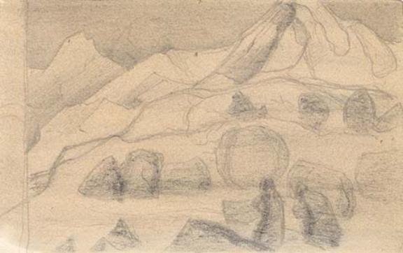 Sketch Of Mountain Landscape (ladakh) — Nicholas Roerich