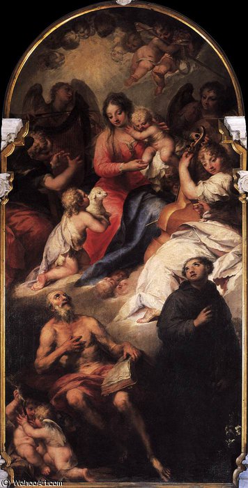 The Virgin And Child With The Infant St John Appearing To St....e And St Anthony — Andrea Celesti