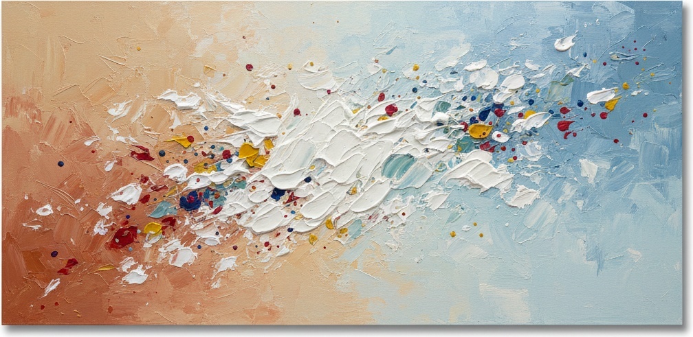 Vergänglicher Aufschwung Von Ocker Und Himmel In Skulpturaler Weißer Impasto-bewegung — David Moreau