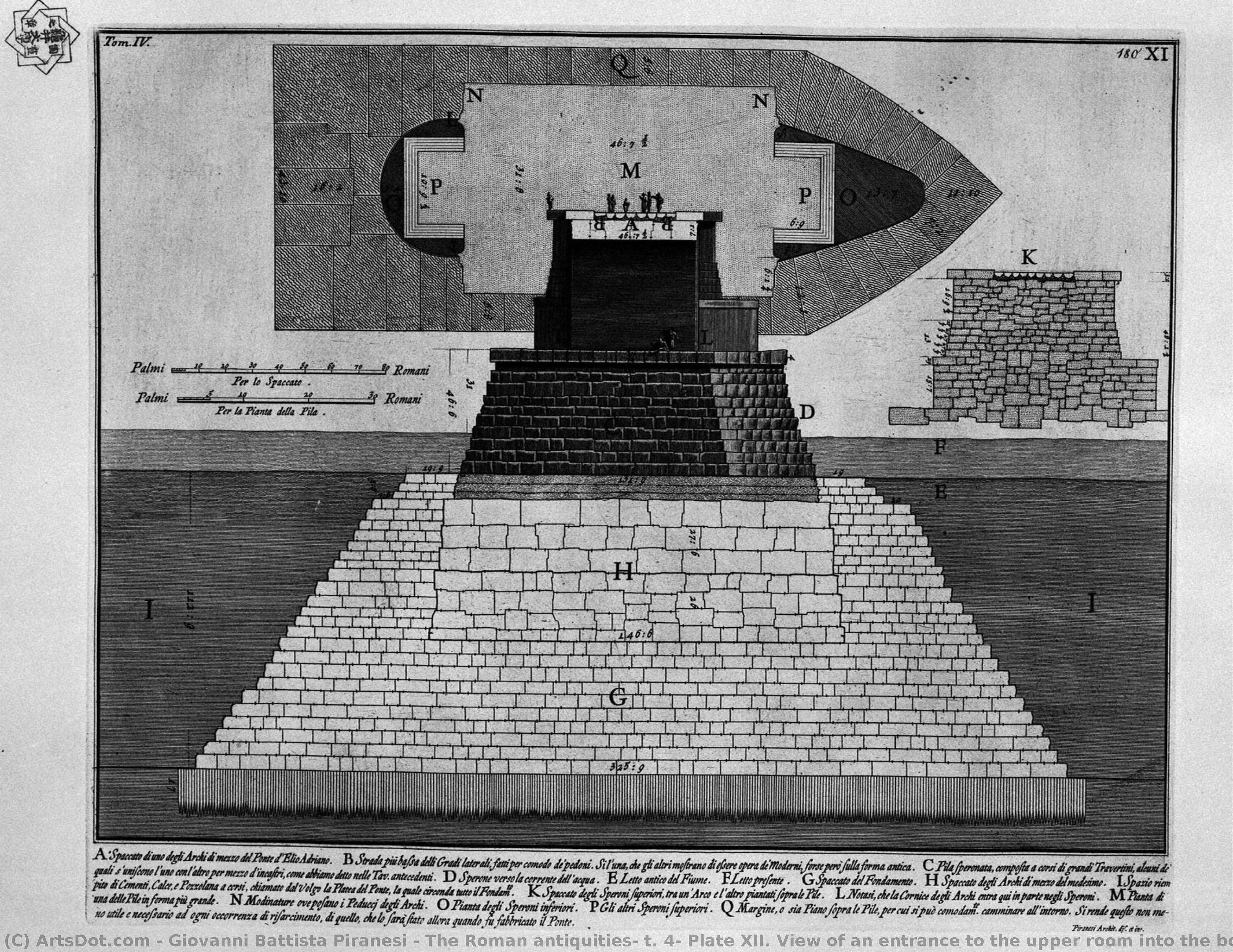 The Roman Antiquities, T. 4, Plate Xii. View Of An Entrance To The Upper Room Into The Boulder Burial D`elio Adriano. — Giovanni Battista Piranesi