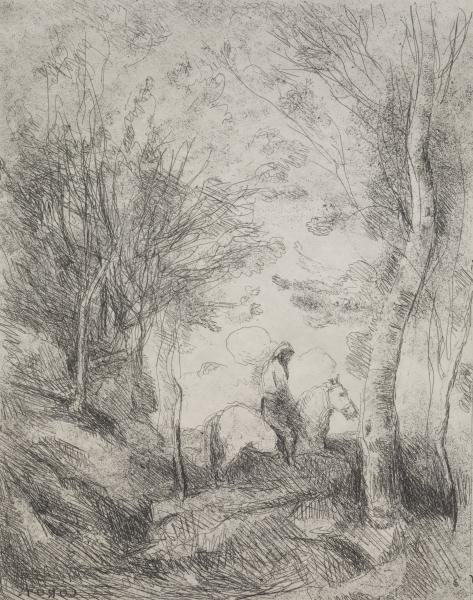 The Great Cavalier In The Wood — Jean-baptiste-camille Corot