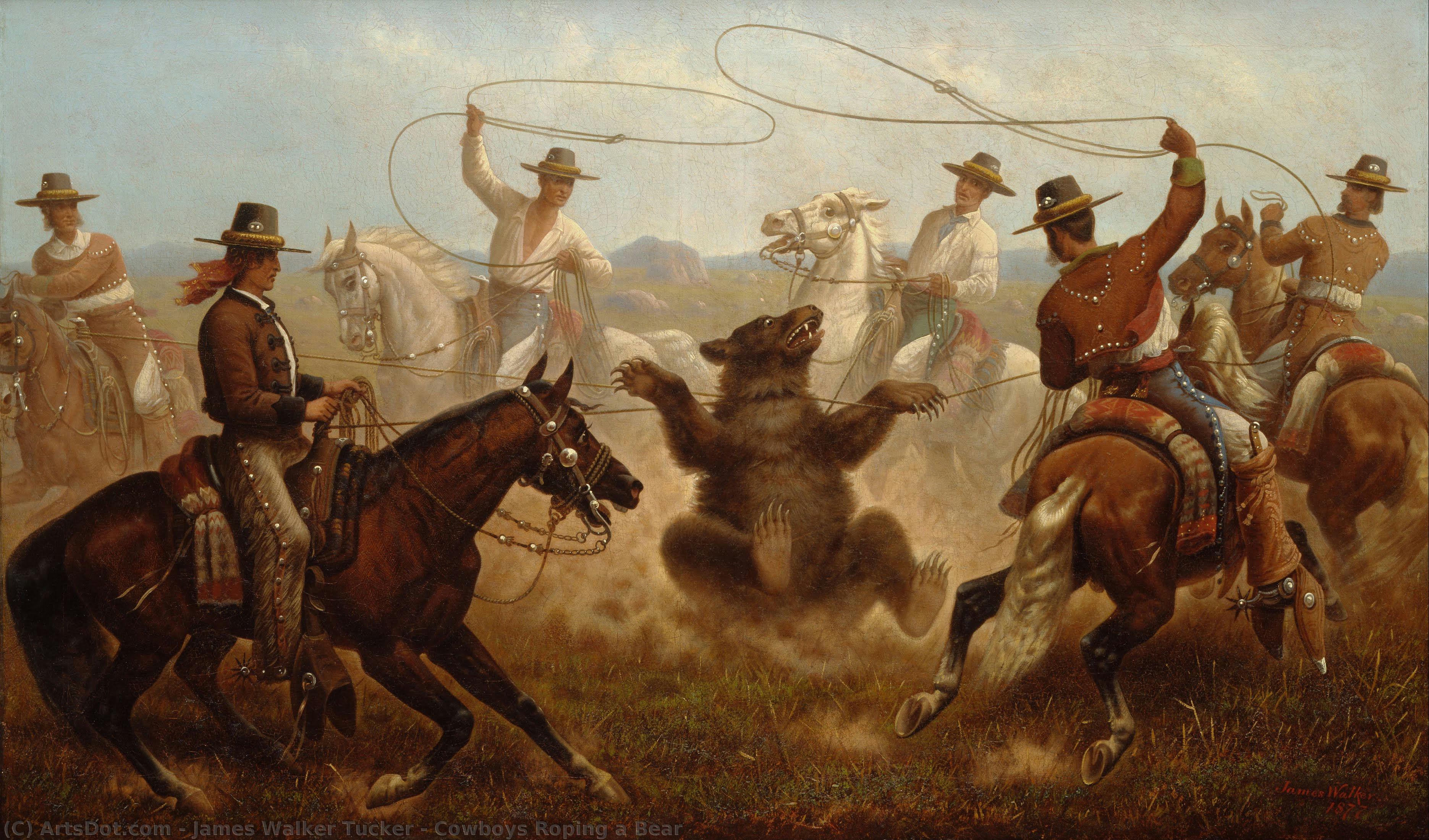 Cowboys Roping A Bear — James Walker Tucker