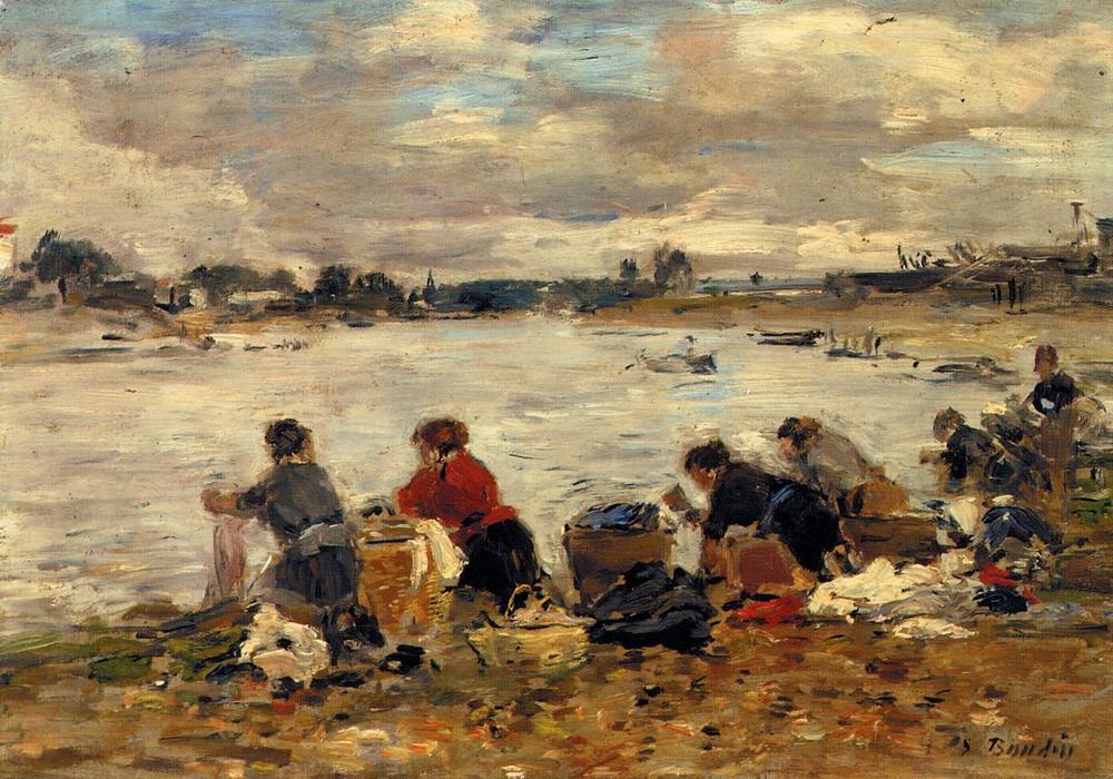 Laundresses On The Banks Of The Touques (15) — Eugène Ludović Boudin