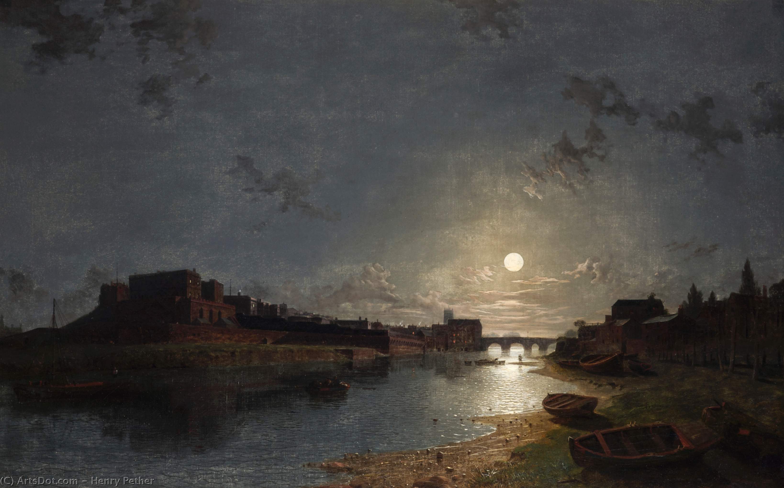 Chester Castle By Moonlight — Henry Pether