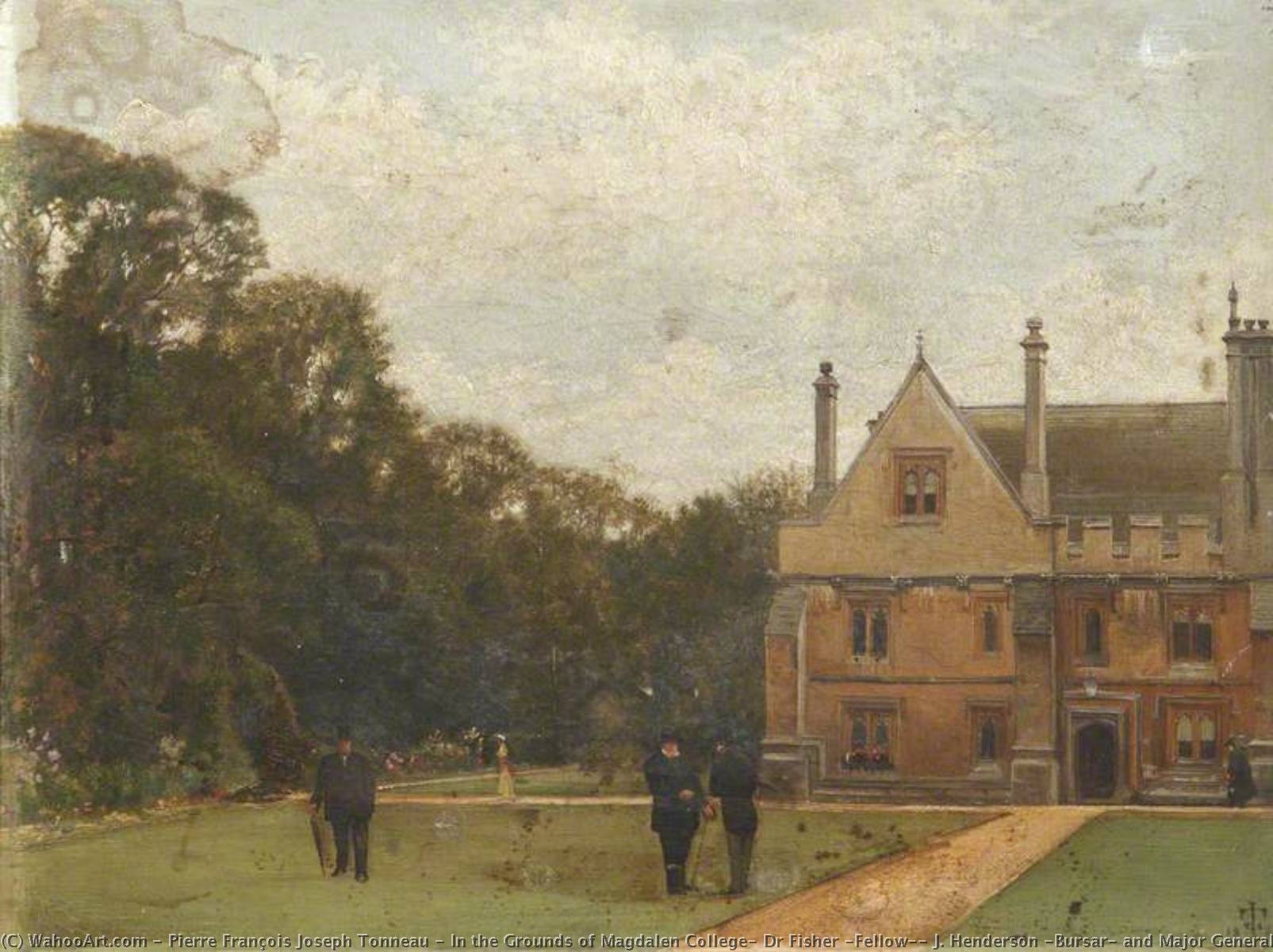 In The Grounds Of Magdalen College, Dr Fisher (fellow), J. Henderson (bursar) And Major General Rigaud In The Foreground — Pierre François Joseph Tonneau