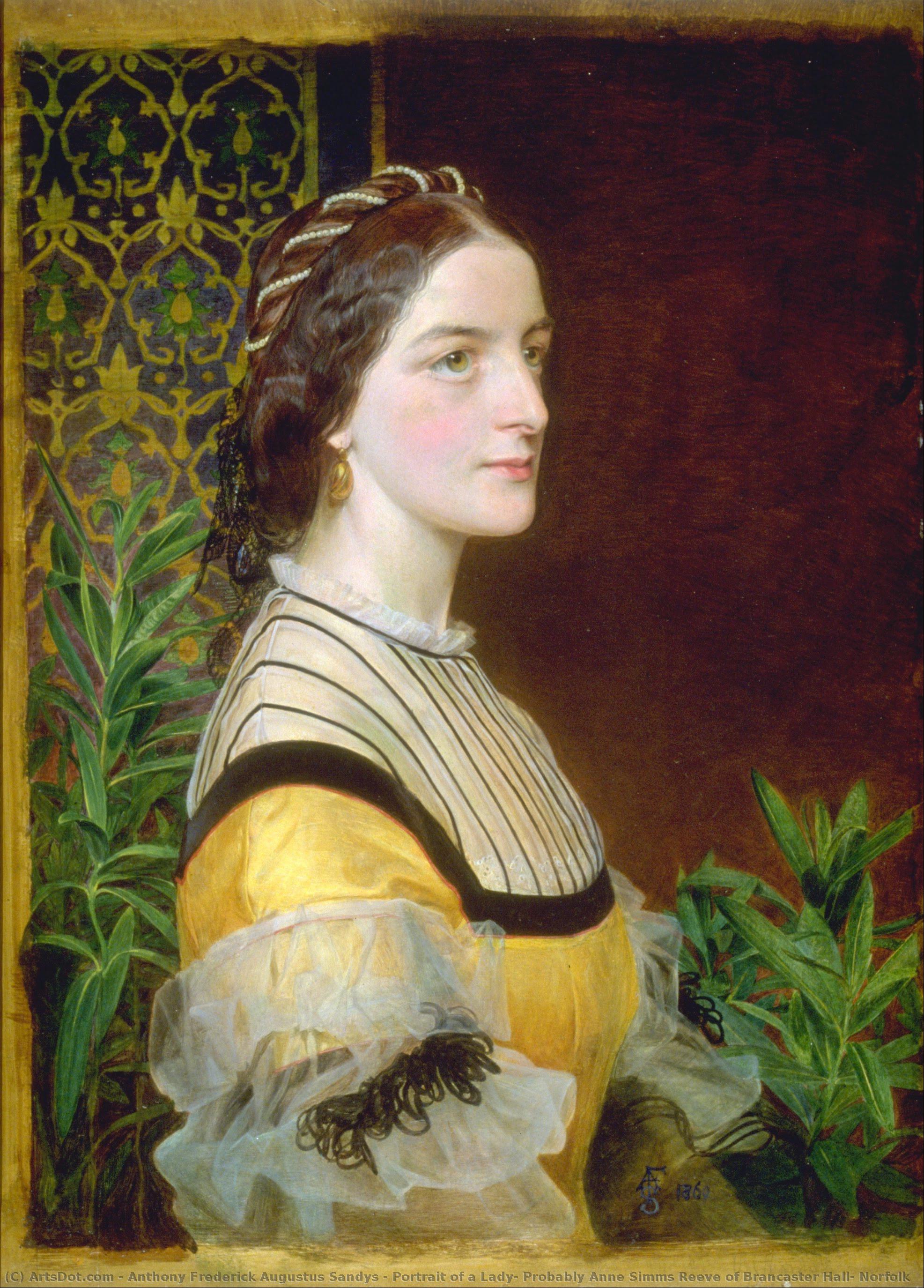 Portrait Of A Lady, Probably Anne Simms Reeve Of Brancaster Hall, Norfolk — Entoni Frederik Ogast Sendis