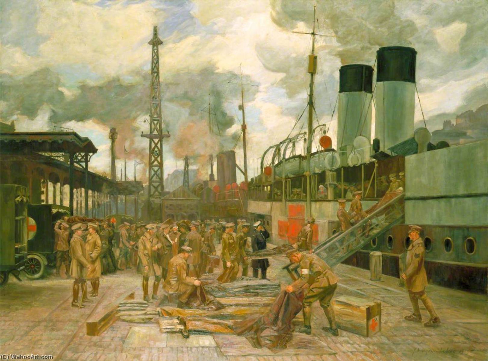 Loading Wounded At Boulogne — John Hodgson Lobley
